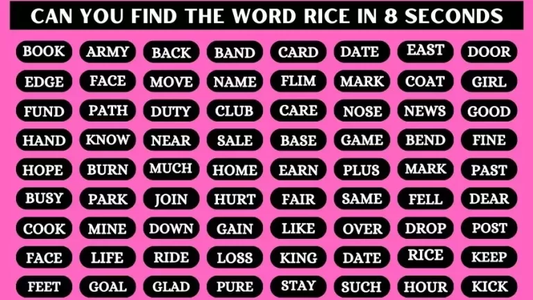 Optical Illusion Brain Challenge: If you have Sharp Eyes Find the Word Rice in 10 Secs