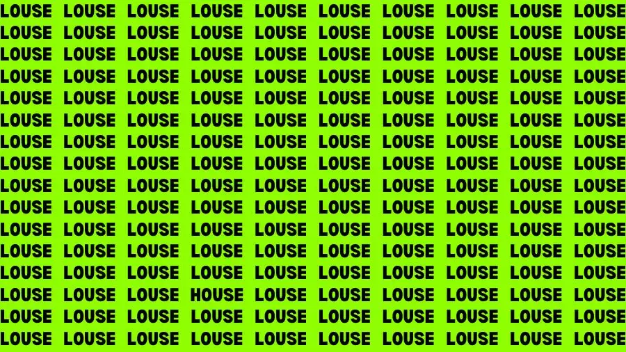 Optical Illusion Visual Test: If you have Sharp Eyes Find the Word House among Louse in 16 Secs