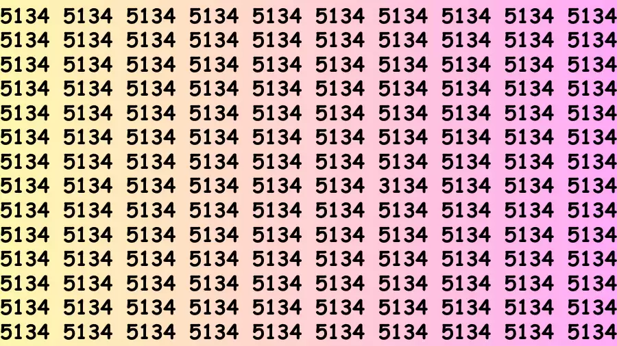 Observation Find it Out: If you have Sharp Eyes Find the number 3134 among 5134 in 10 Secs