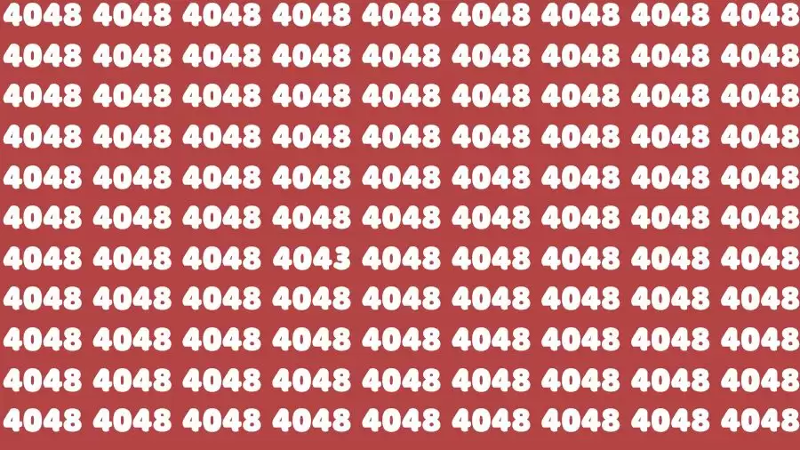 Optical Illusion Eye Test: If you have Extra Sharp Eyes Find the Number 4043 among 4048 in 10 Secs