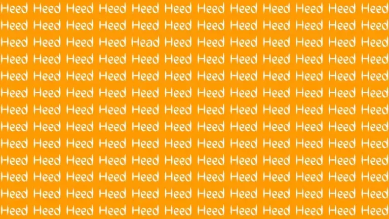 Optical Illusion Brain Challenge: If you have Eagle Eyes Find the Word Head among Heed in 13 Secs