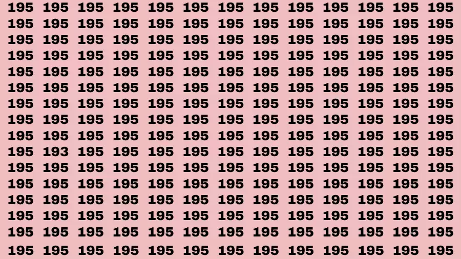 Observation Brain Challenge: If you have Hawk Eyes Find the Number 193 among 195 in 15 Secs