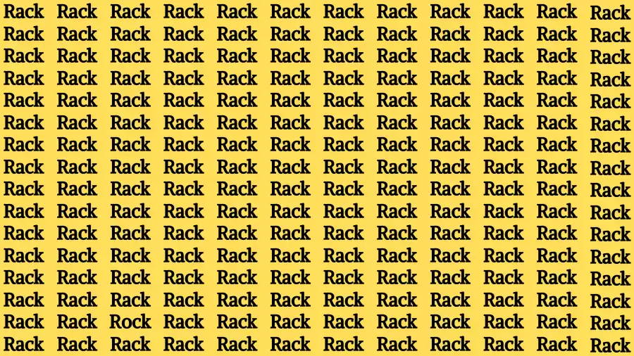 Observation Brain Challenge: If you have Hawk Eyes Find the word Rock among Rack in 18 Secs