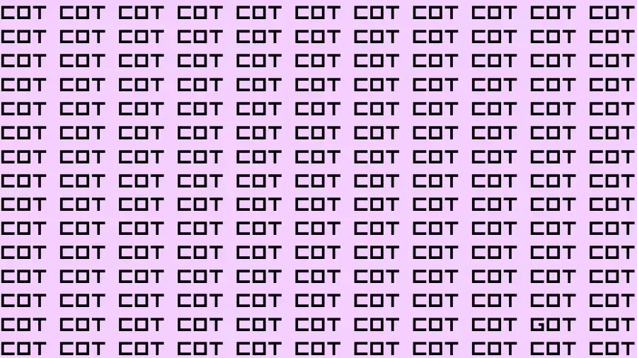 Observation Visual Test: If you have Hawk Eyes Find the word Got among Cot in 10 Secs