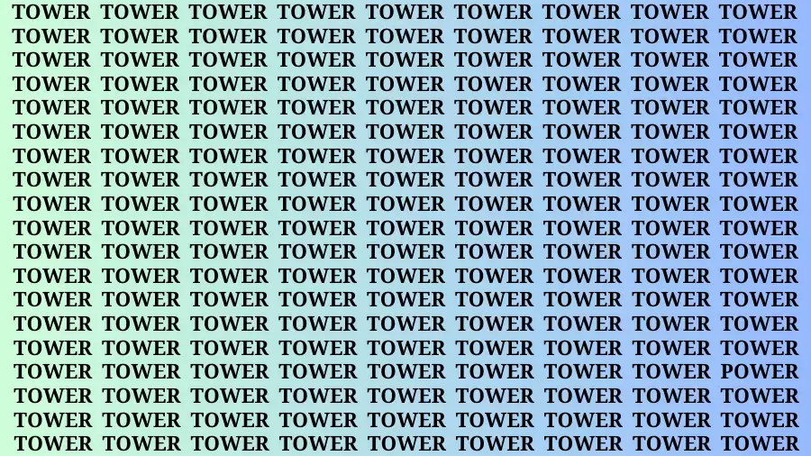 Observation Brain Challenge: If you have Eagle Eyes Find the word Power among Tower in 15 Secs