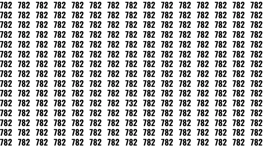 Observation Find it Out: If you have Sharp Eyes Find the number 732 among 782 in 10 Secs