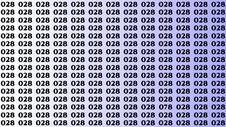 Optical Illusion Brain Challenge: If you have 50/50 Vision Find the number 078 in 18 Secs