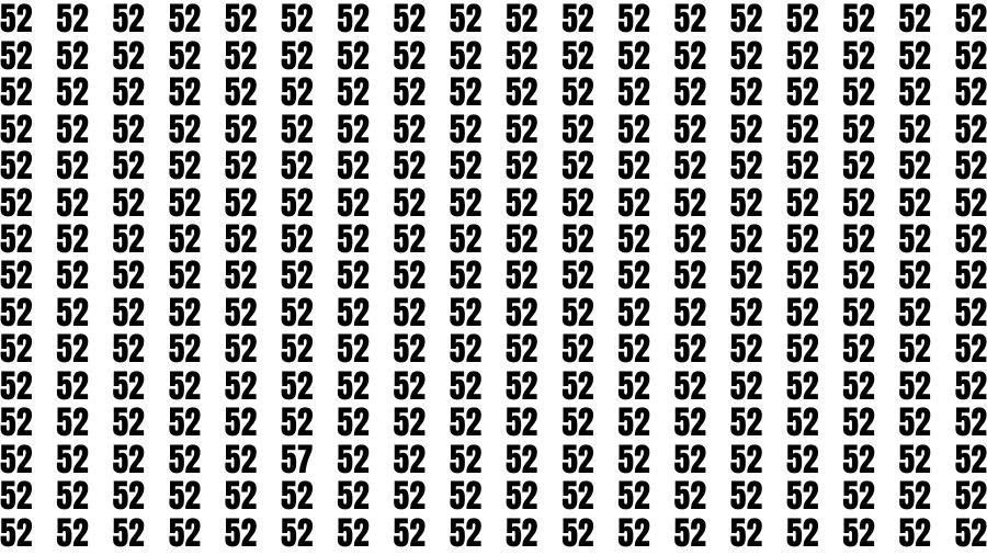 Optical Illusion Brain Challenge: If you have 50/50 Vision Find the Number 57 among 52 in 14 Secs