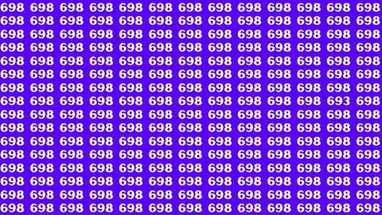 Optical Illusion Brain Challenge: If you have 50/50 Vision Find the Number 693 among 698 in 14 Secs