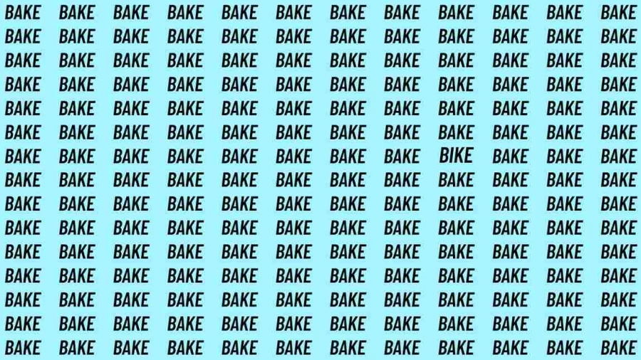 Observation Brain Challenge: If you have Eagle Eyes find the Word Bike among Bake in 12 Secs