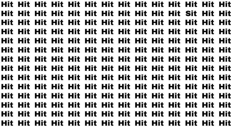 Visual Test: If you have Hawk Eyes Find the Word Sit among Hit in 15 Secs