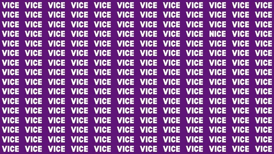 Optical Illusion Eye Test: If you have Eagle Eyes Find the Word Nice among Vice in 15 Secs