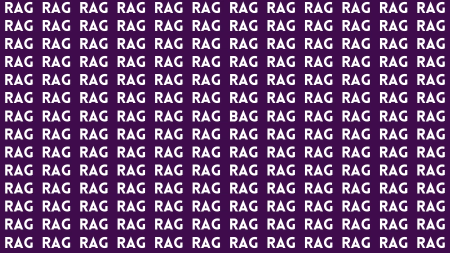 Visual Test: If you have Hawk Eyes Find the word Bag among Rag in 15 Secs