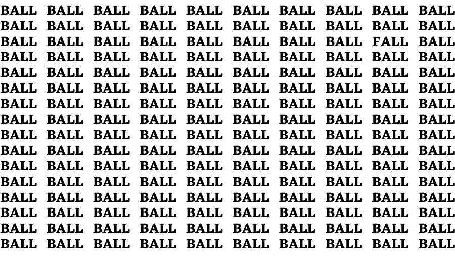 Observation Brain Challenge: If you have Eagle Eyes Find the word Fall among Ball In 18 Secs