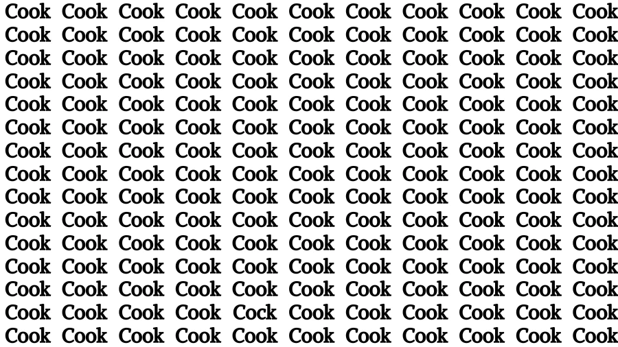 Test Visual Acuity: If you have Hawk Eyes Find the word Cock among Cook in 15 Secs