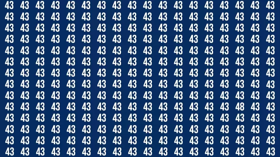 Test Visual Acuity: If you have Sharp Eyes Find the number 48 among 43 in 10 Secs