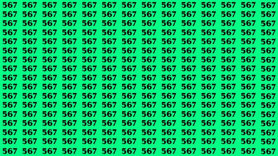 Optical Illusion Brain Challenge: If you have 50/50 Vision Find the Number 597 among 567 in 14 Secs