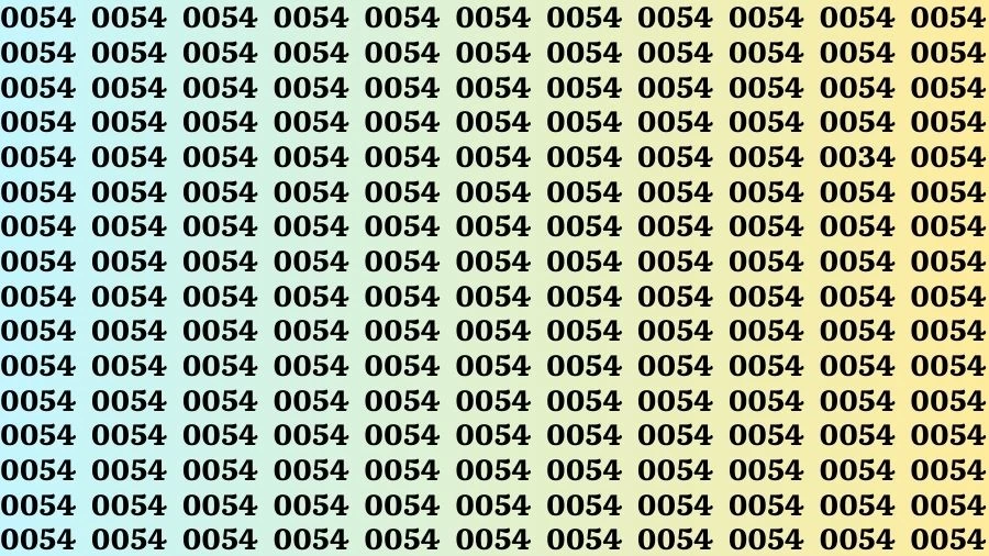 Optical Illusion Brain Challenge: If you have 50/50 Vision Find the number 0034 in 18 Secs