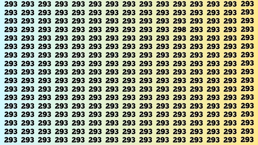 Observation Visual Test: If you have Sharp Eyes Find the Number 298 among 293 in 20 Secs