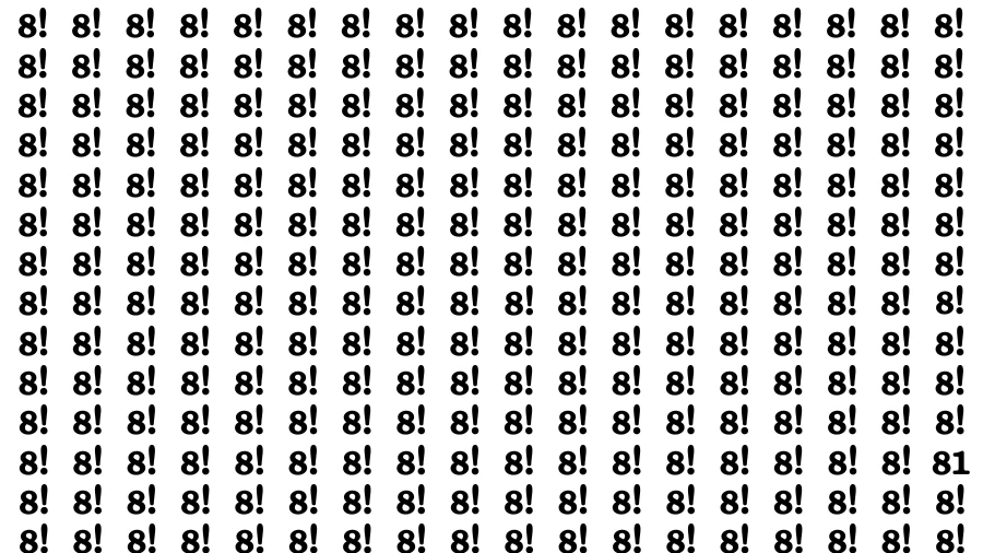 Test Visual Acuity: If you have Eagle Eyes Find the number 81 in 12 Secs