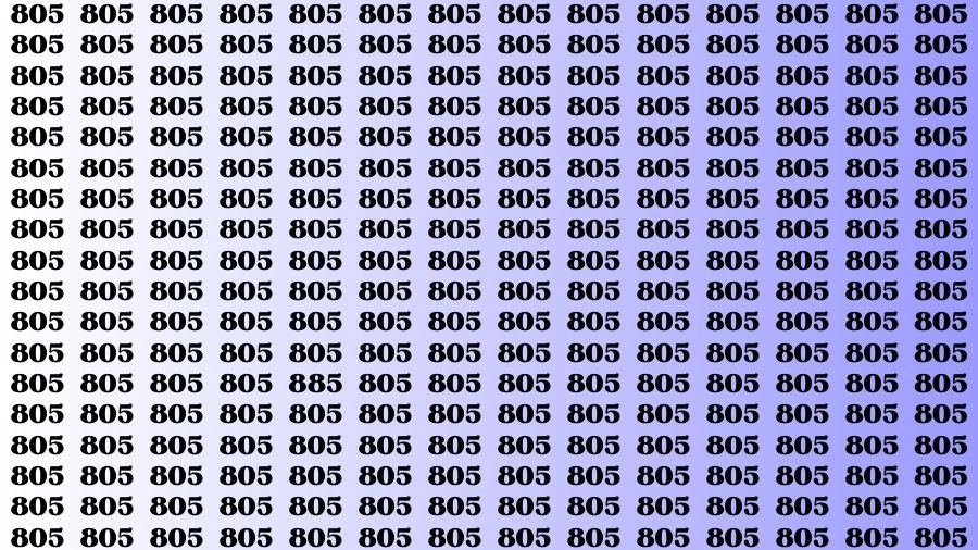 Optical Illusion Visual Test: If you have Eagle Eyes Find the Number 885 among 805 in 14 Secs