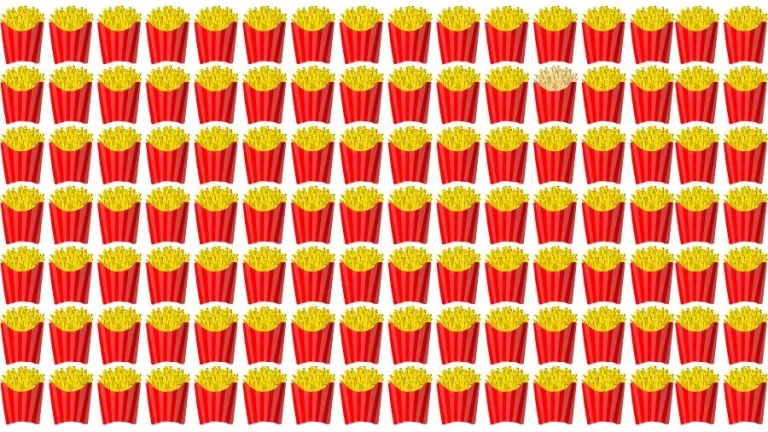 Optical Illusion Brain Challenge: If you have Eagle Eyes find the Odd French fries in 15 Seconds