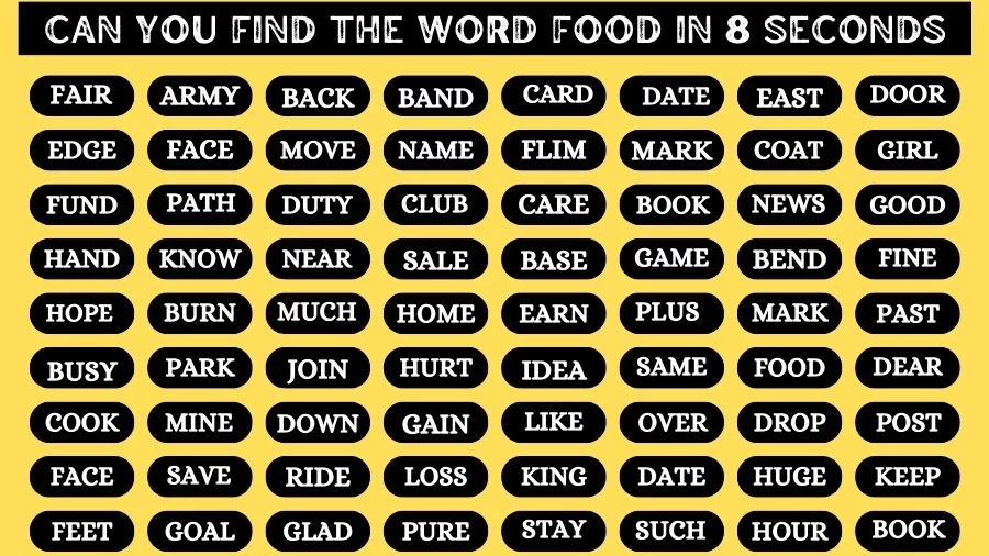 Observation Brain Challenge: If you have Eagle Eyes Find the word Food in 8 Secs