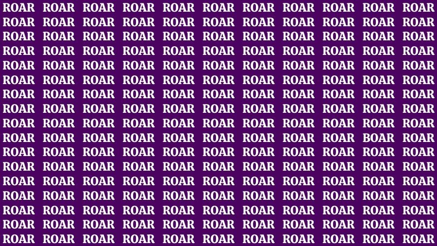 Optical Illusion Brain Challenge: If you have 50/50 Vision Find the Word Boar among Roar in 13 Secs