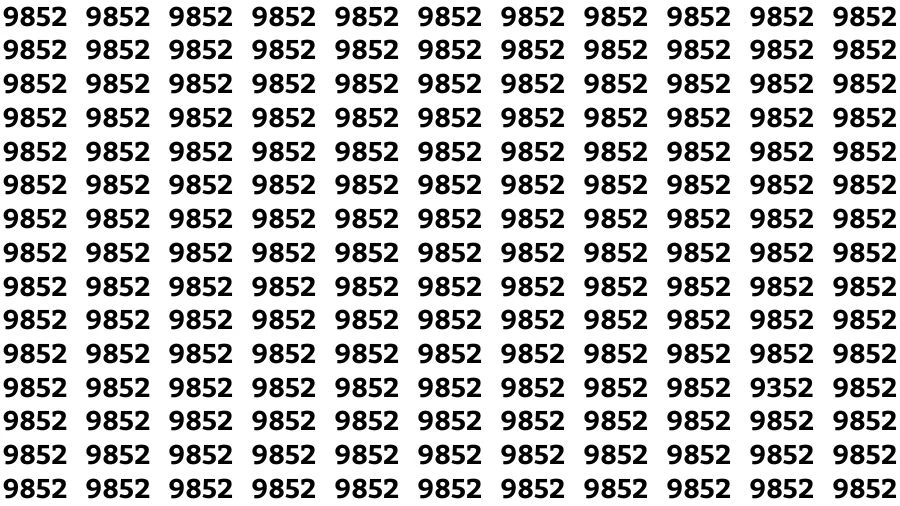 Optical Illusion Visual Test: If you have Eagle Eyes Find the Number 9352 among 9852 in 14 Secs