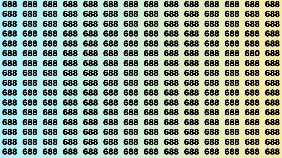 Optical Illusion Brain Challenge: If you have 50/50 Vision Find the Number 680 among 688 in 14 Secs