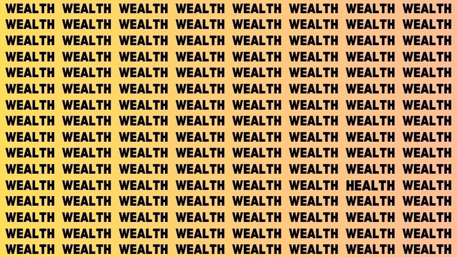 Test Visual Acuity: If you have Sharp Eyes Find the Word Health among Wealth in 12 Secs