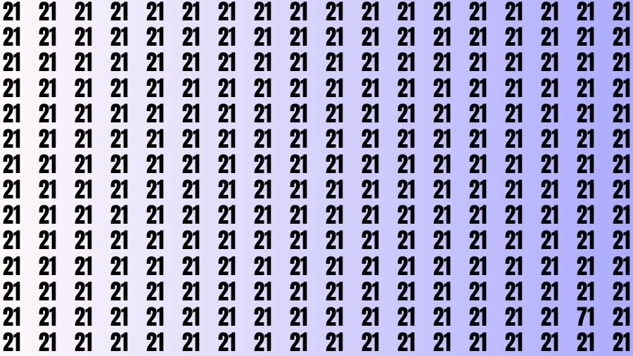 Visual Test: If you have 50/50 Vision Find the Number 71 among 21 in 15 Secs