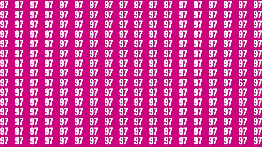 Test Visual Acuity: If you have Eagle Eyes Find the number 67 among 97 in 15 Secs