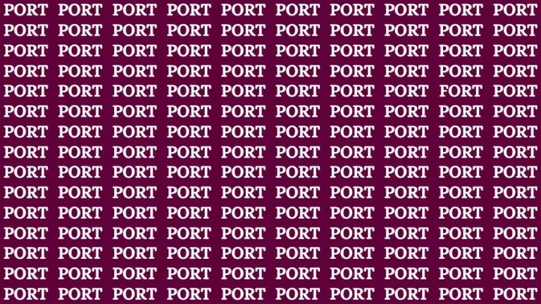 Optical Illusion Brain Challenge: If you have Sharp Eyes Find the Word Fort among Port in 12 Secs