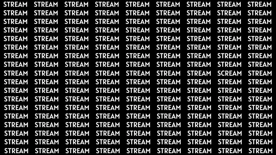 Optical Illusion Visual Test: If you have Sharp Eyes Find the Word Scream among Stream in 16 Secs