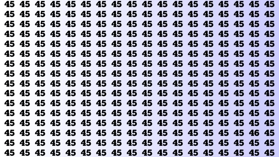 Optical Illusion Brain Challenge: If you have 50/50 Vision Find the Number 46 among 45 in 14 Secs