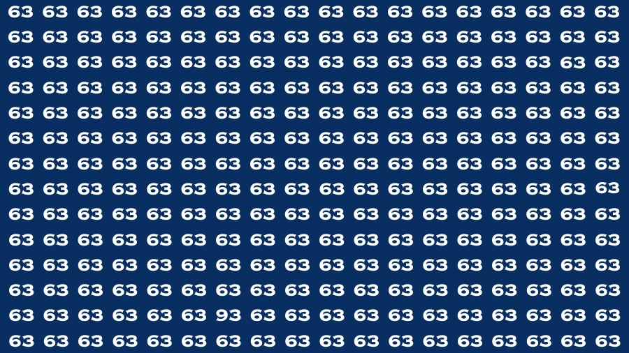 Observation Brain Test: If you have 50/50 Vision Find the Number 93 among 63 in 15 Secs