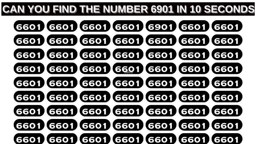 Test Visual Acuity: If you have Hawk Eyes Find the Number 6901 among 6601 in 15 Secs