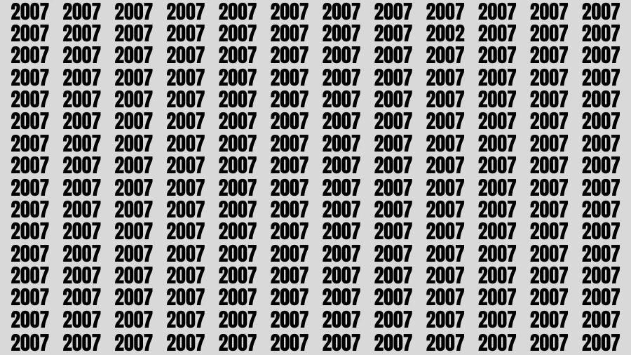 Optical Illusion Brain Challenge: If you have Hawk Eyes Find the Number 2002 among 2007 in 12 Secs