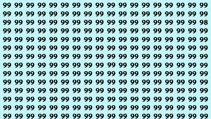 Observation Brain Challenge: If you have Eagle Eyes Find the number 98 among 99 in 12 Secs