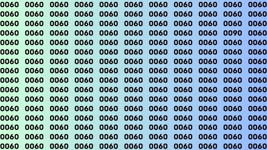 Optical Illusion Brain Challenge: If you have 50/50 Vision Find the number 0090 in 18 Secs