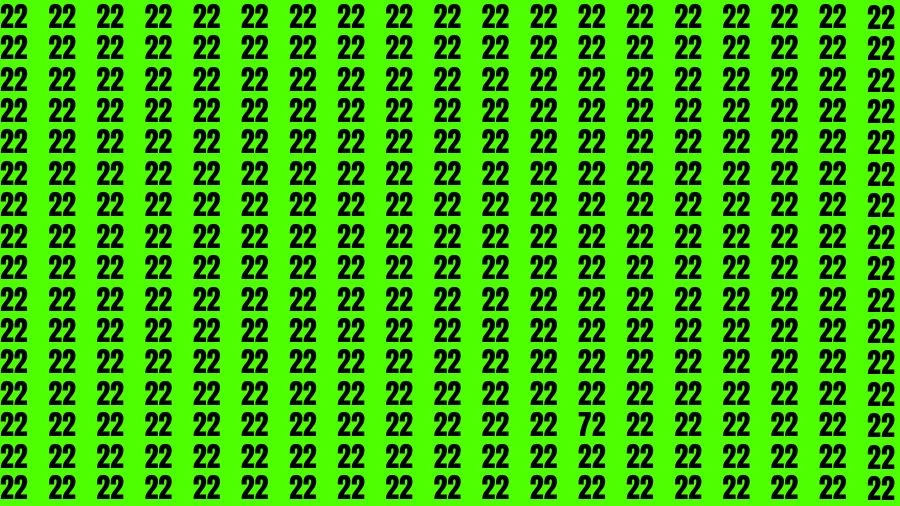 Optical Illusion Brain Challenge: If you have Hawk Eyes Find the Number 72 among 22 in 12 Secs