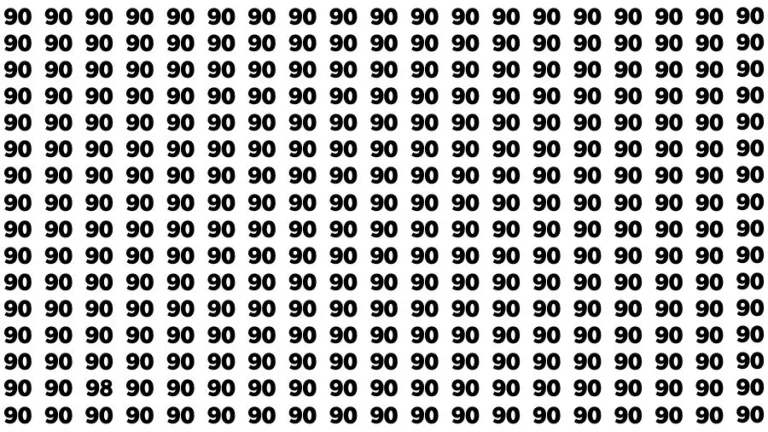 Optical Illusion Visual Test: If you have Eagle Eyes Find the Number 98 among 90 in 14 Secs