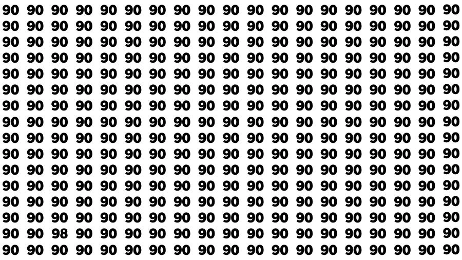 Optical Illusion Visual Test: If you have Eagle Eyes Find the Number 98 among 90 in 14 Secs