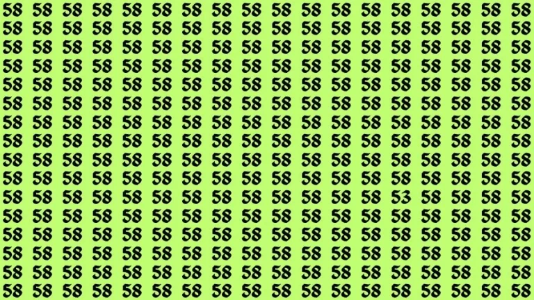 Optical Illusion Brain Challenge: If you have 50/50 Vision Find the Number 53 among 58 in 14 Secs