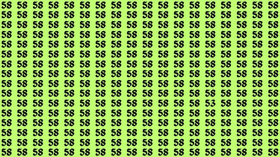 Optical Illusion Brain Challenge: If you have 50/50 Vision Find the Number 53 among 58 in 14 Secs