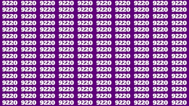 Optical Illusion Brain Challenge: If you have 50/50 Vision Find the number 9228 in 18 Secs