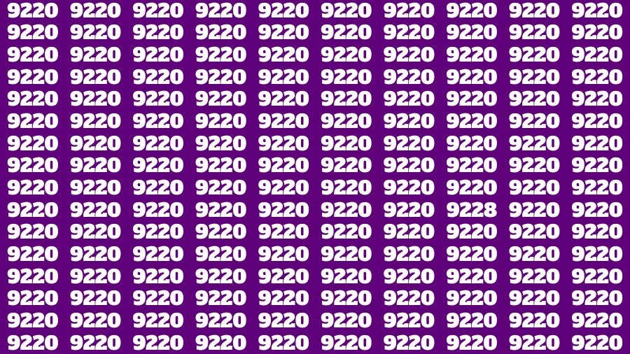 Optical Illusion Brain Challenge: If you have 50/50 Vision Find the number 9228 in 18 Secs