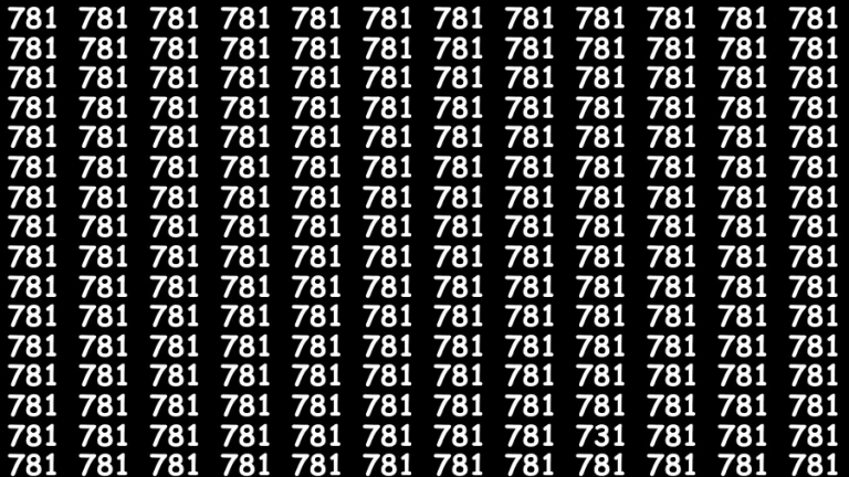 Observation Visual Test: If you have 50/50 Vision Find the Number 731 among 781 in 15 Secs