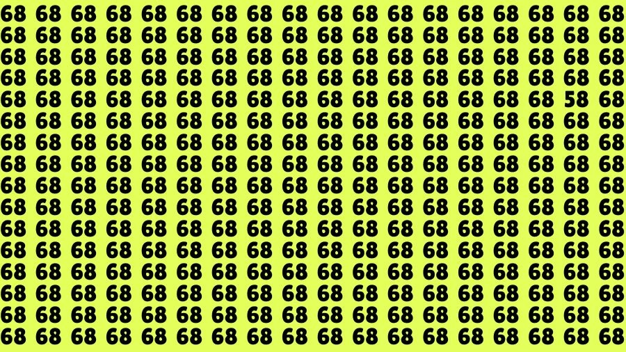 Visual Test: If you have 50/50 Vision Find the Number 58 among 68 in 15 Secs